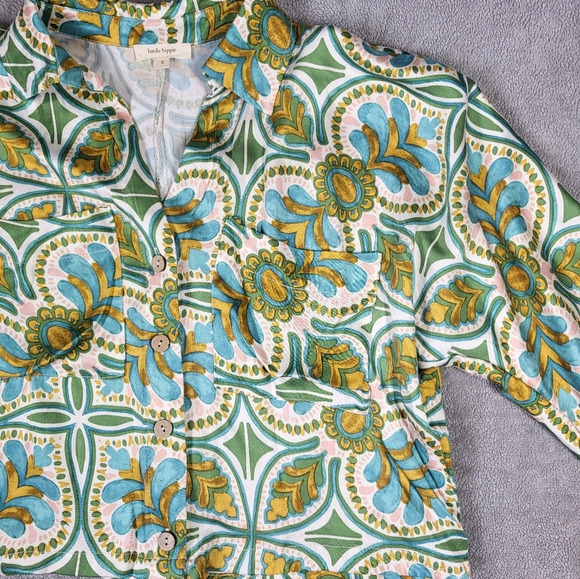 Haute Hippie Mosaic Relaxed Fit Coastal Button-up Blouse - Picture 3 of 10